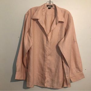 Lauren Ralph Lauren Linen Top with Adjustable Sleeves in Peach, size 3X